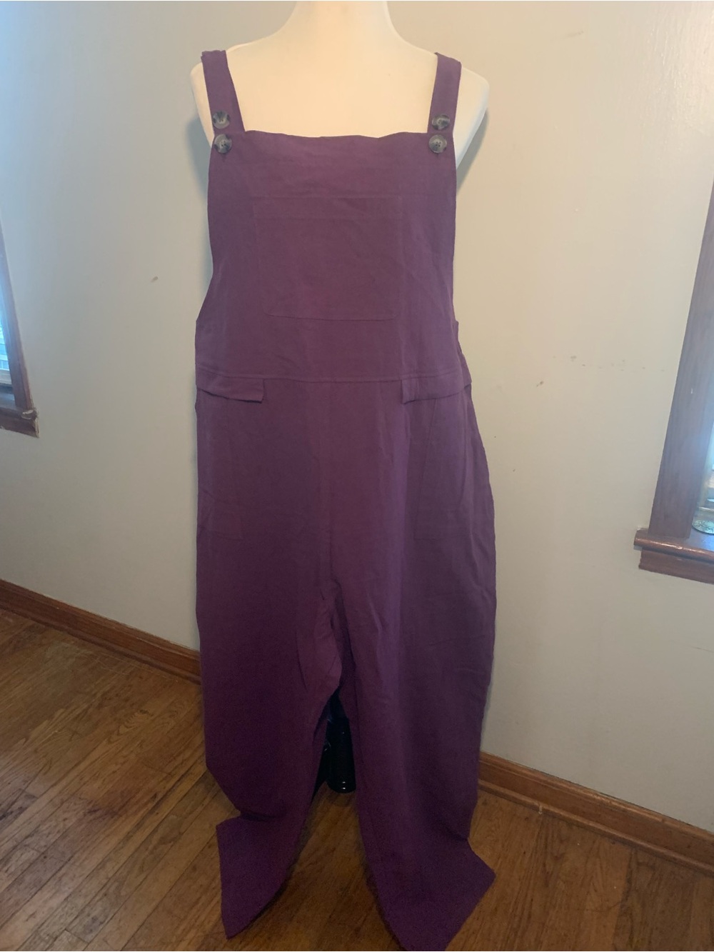 Relaxed Purple Linen-Blend Wide-Leg Jumpsuit